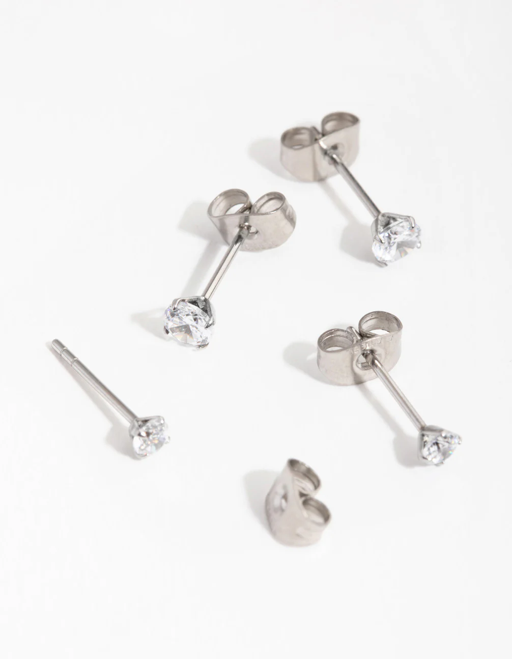 Surgical Steel Graduating Cubic Zirconia Stud Earrings 2-Pack - Image 3