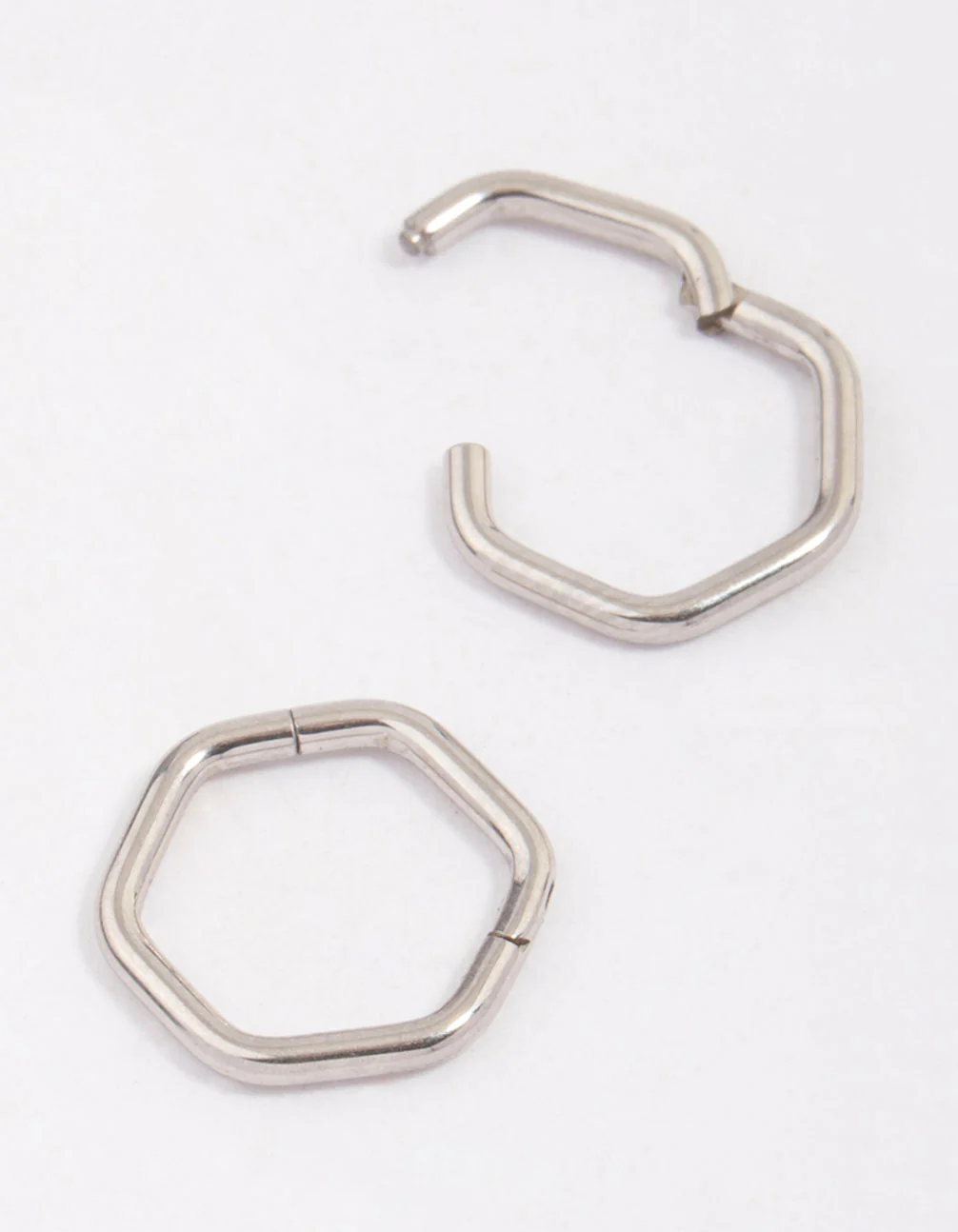 Surgical Steel Hexagon Sleeper Hoop Earrings 8mm - Image 2