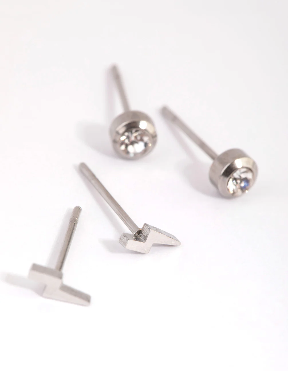 Surgical Steel Lightning Bolt Stud Earring Set - Image 2