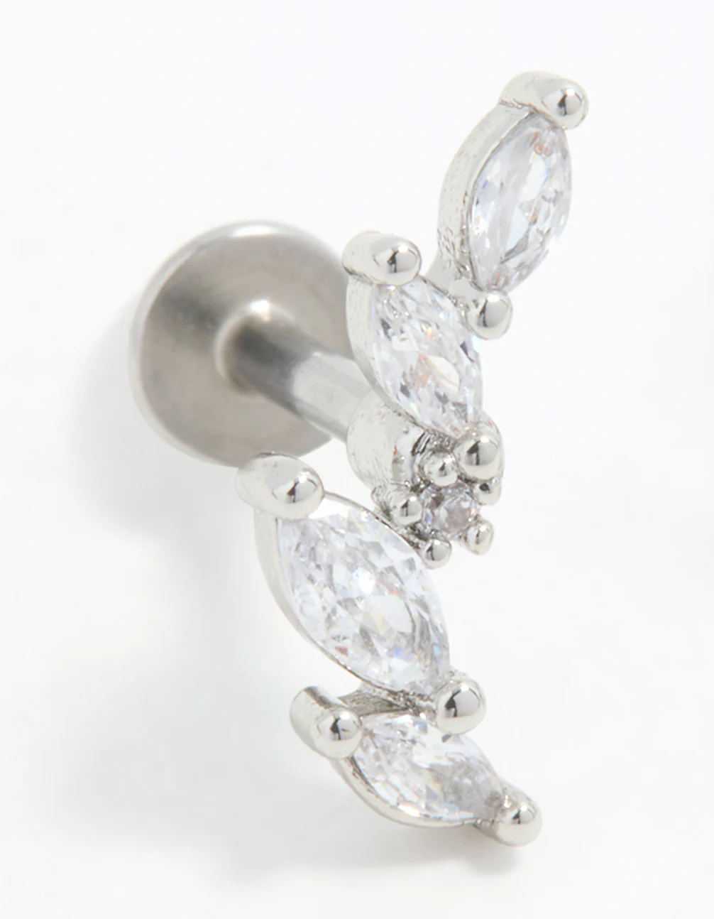 Surgical Steel Marquise Crawler Flat Back Earrings 2-Pack - Image 4