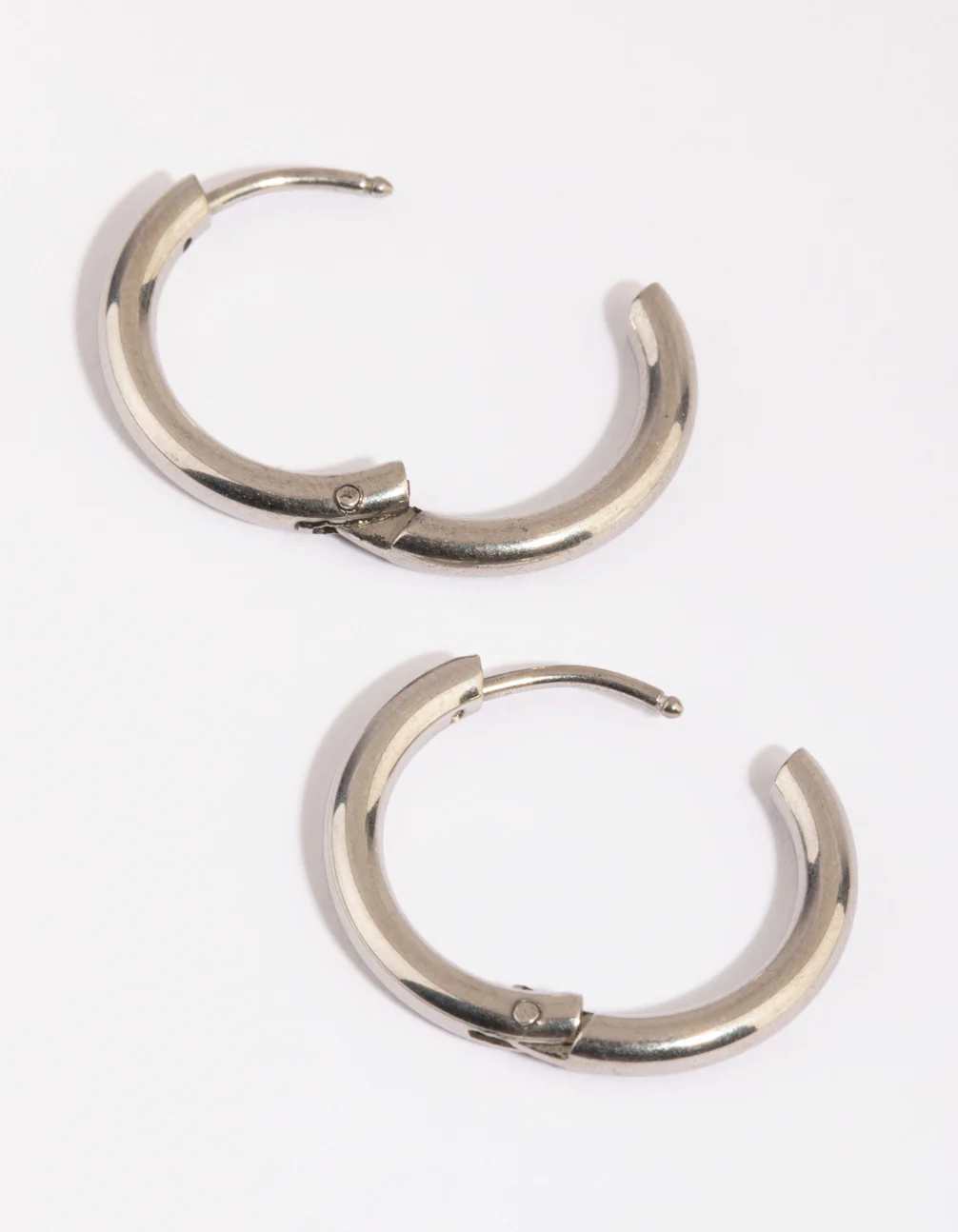 Surgical Steel Medium Polished Huggie Hoop Earrings - Image 2