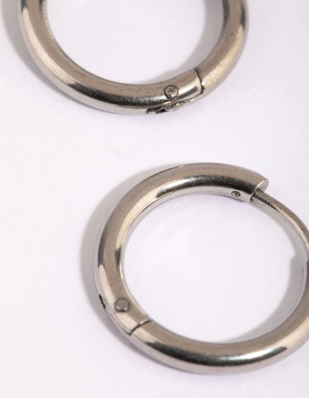 Surgical Steel Medium Polished Huggie Hoop Earrings - Image 3