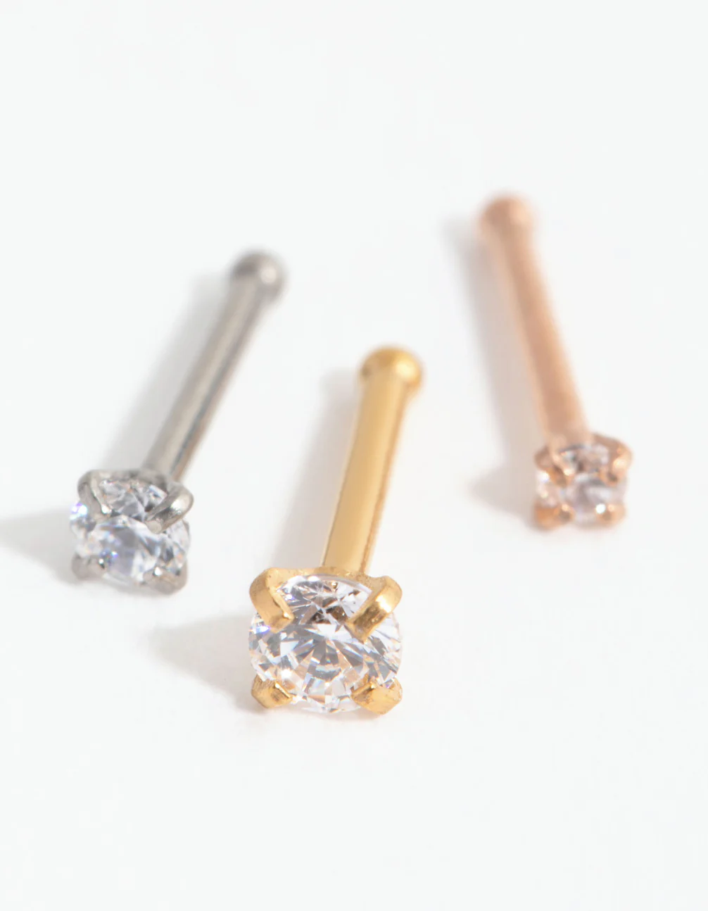 Mixed Surgical Steel Graduated Cubic Zirconia Nose 6-Pack - Image 2