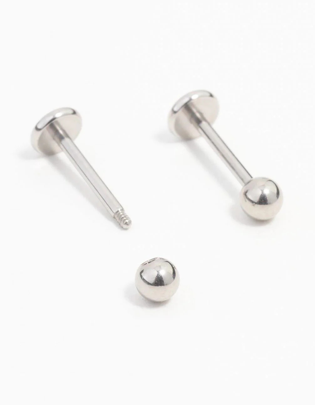 Surgical Steel Plain Ball Flat Back Earrings 2-Pack - Image 2