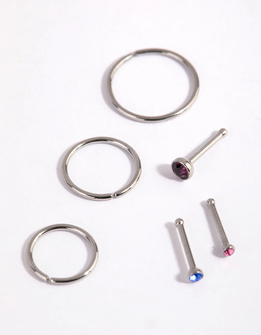 Surgical Steel Graduated Stud & Hoop Nose Stud & Ring 6-Pack - Image 2