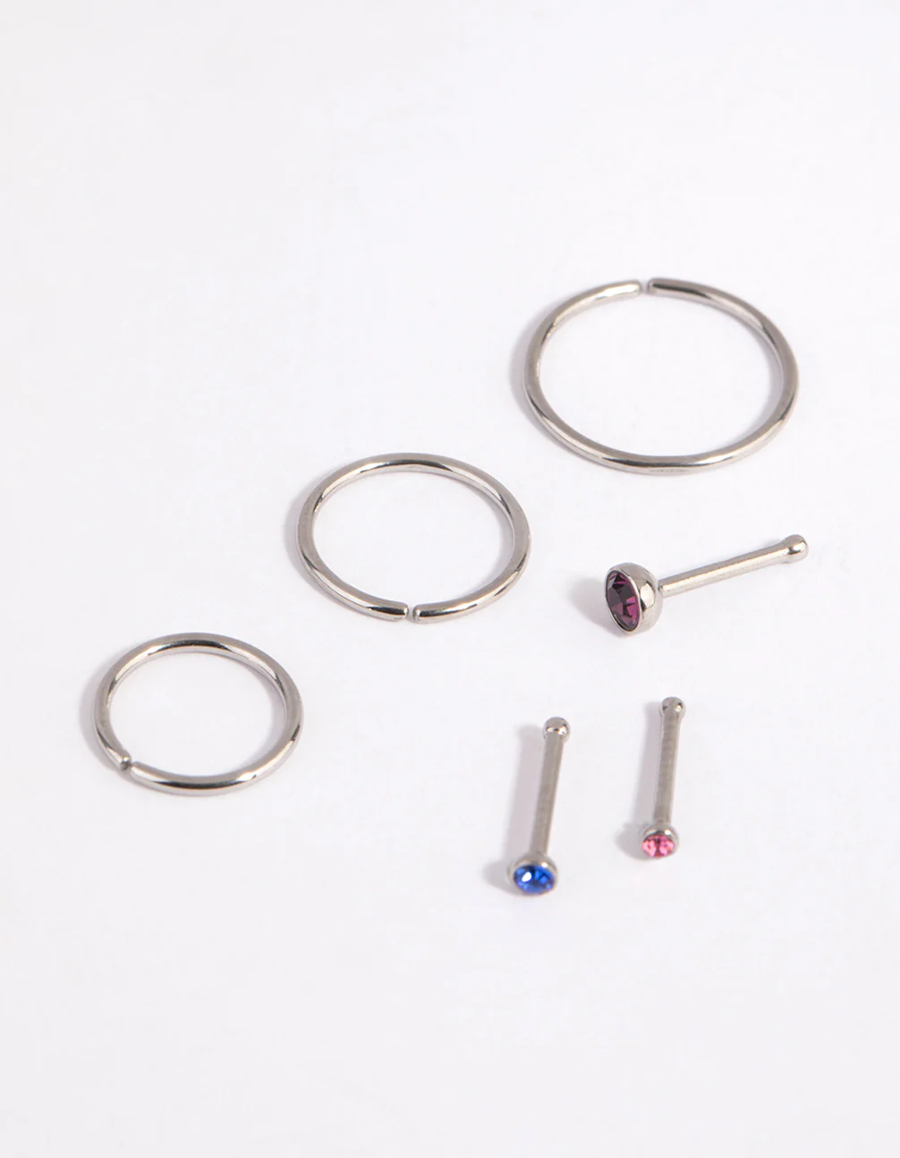 Surgical Steel Graduated Stud & Hoop Nose Stud & Ring 6-Pack - Image 4