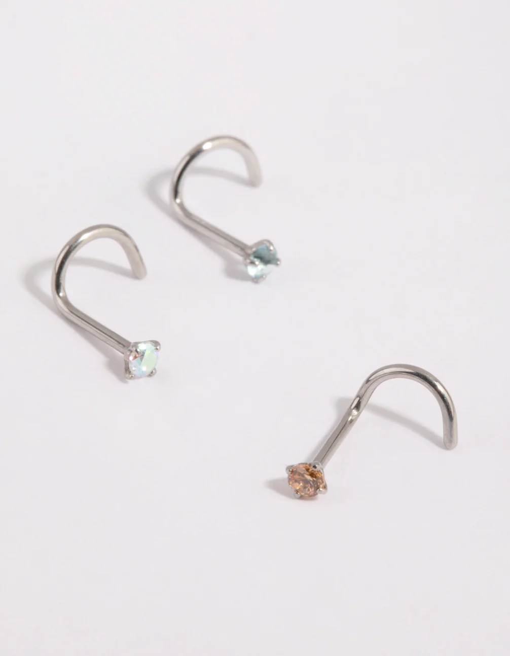 Surgical Steel Light Stone Nose Stud Pack - Image 2