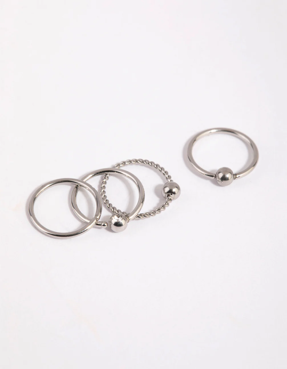 Surgical Steel Textured Nose Ring 4-Pack - Image 3