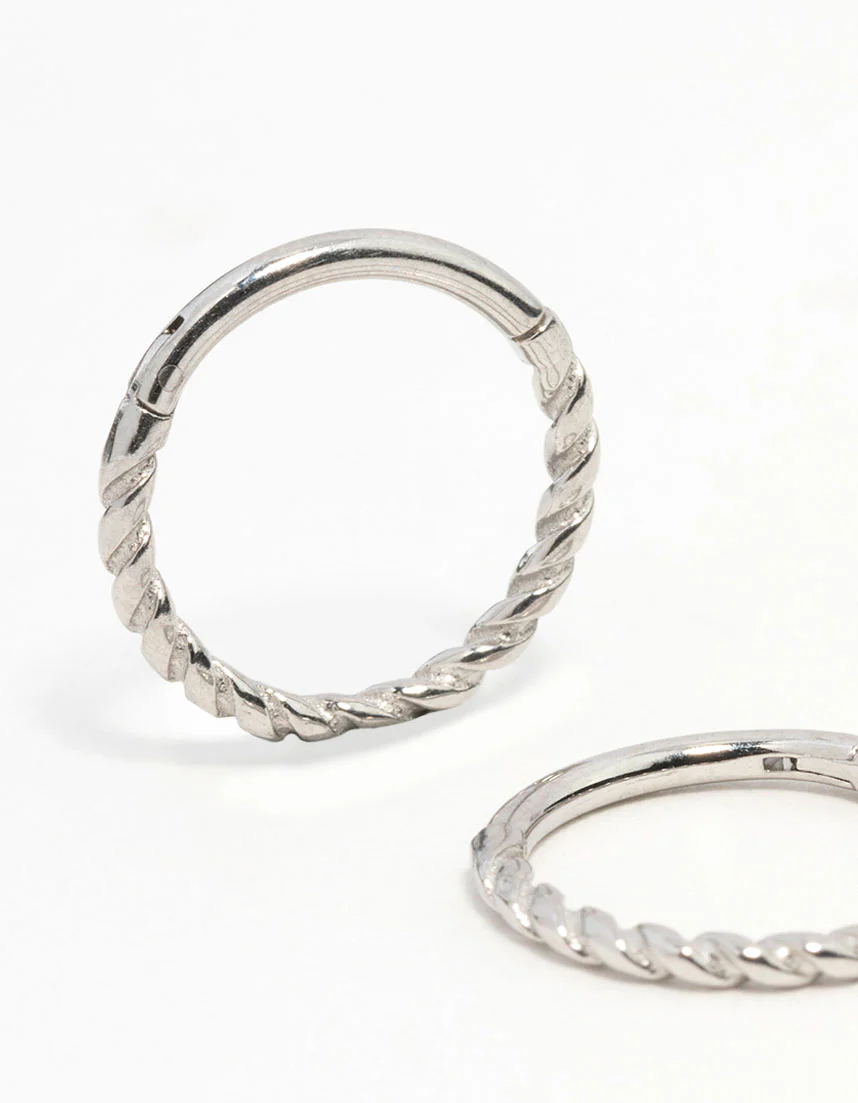 Surgical Steel Rope Sleeper Earrings 10MM - Image 2
