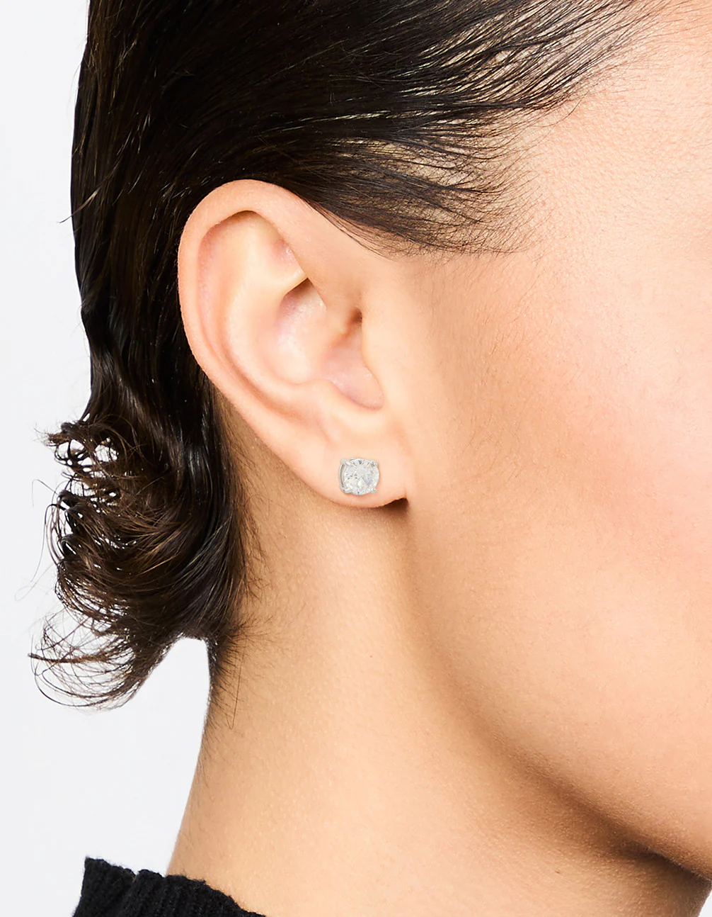 Surgical Steel Round Cubic Zirconia Claw Set Earrings - Image 2