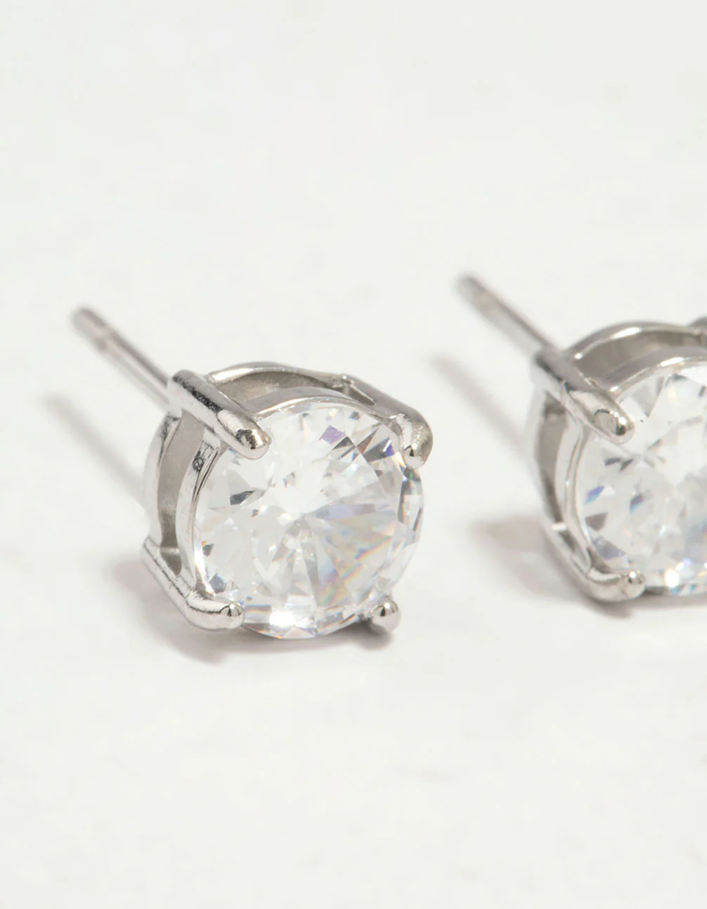 Surgical Steel Round Cubic Zirconia Claw Set Earrings - Image 4