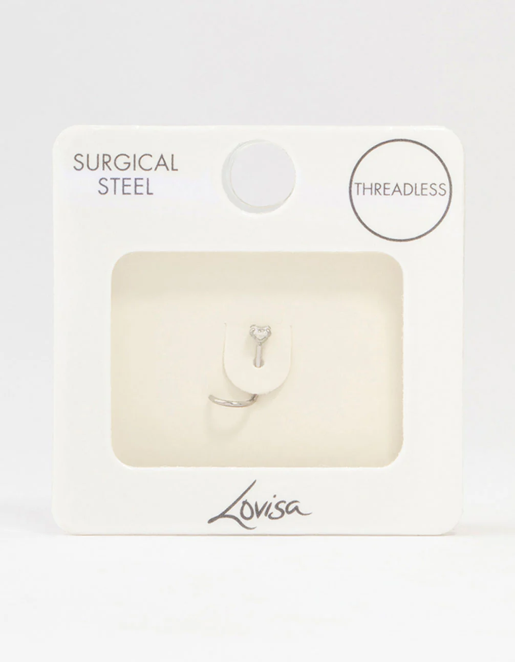 Surgical Steel Single Cubic Zirconia Threadless Nose Stud - Image 3