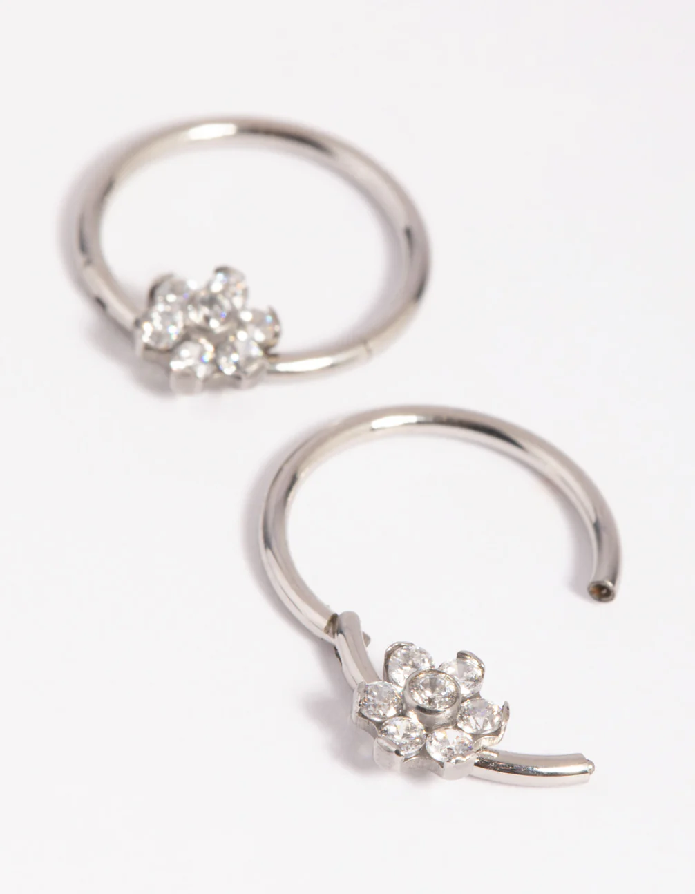 Surgical Steel Small Flower Hoop Earrings - Image 3