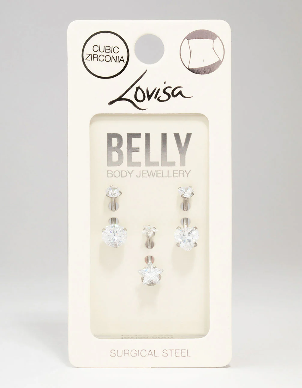 Surgical Steel Star & Heart Crystal Belly Piercing 3-Pack - Image 3