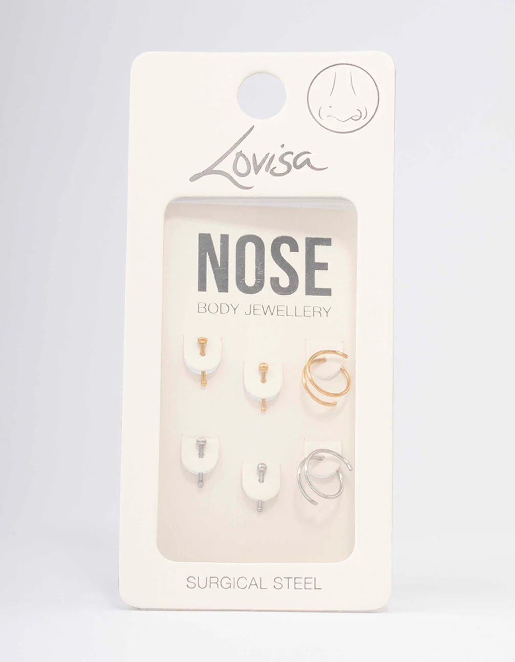 Surgical Steel Two-Toned Spiral Stud Crystal Nose Stud 6-Pack - Image 3