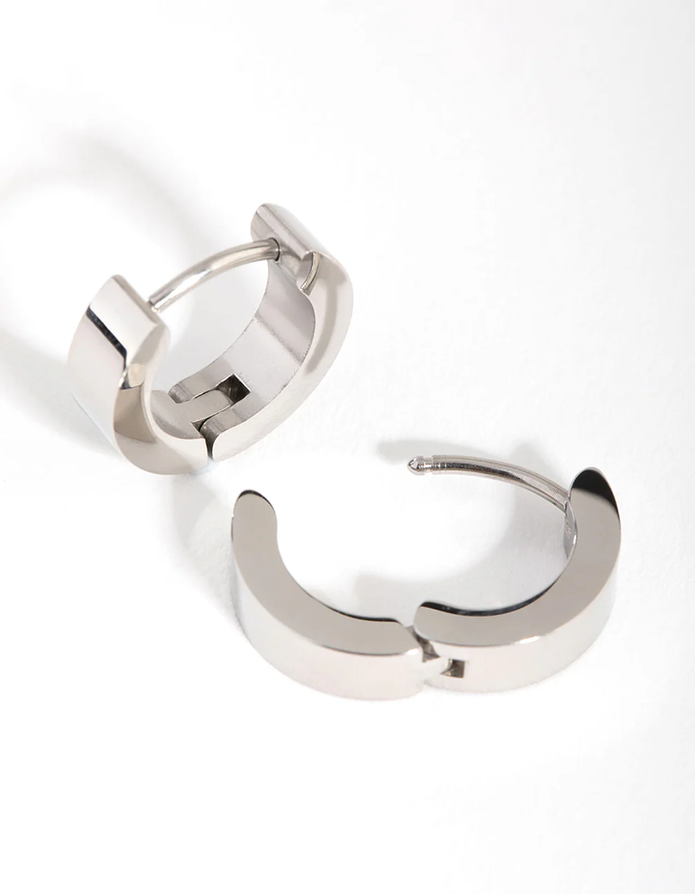 Surgical Steel Wide Huggie Hoop Earrings - Image 2