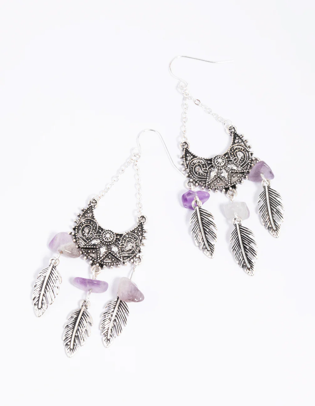 Amethyst Fan Drop Earrings - Image 2
