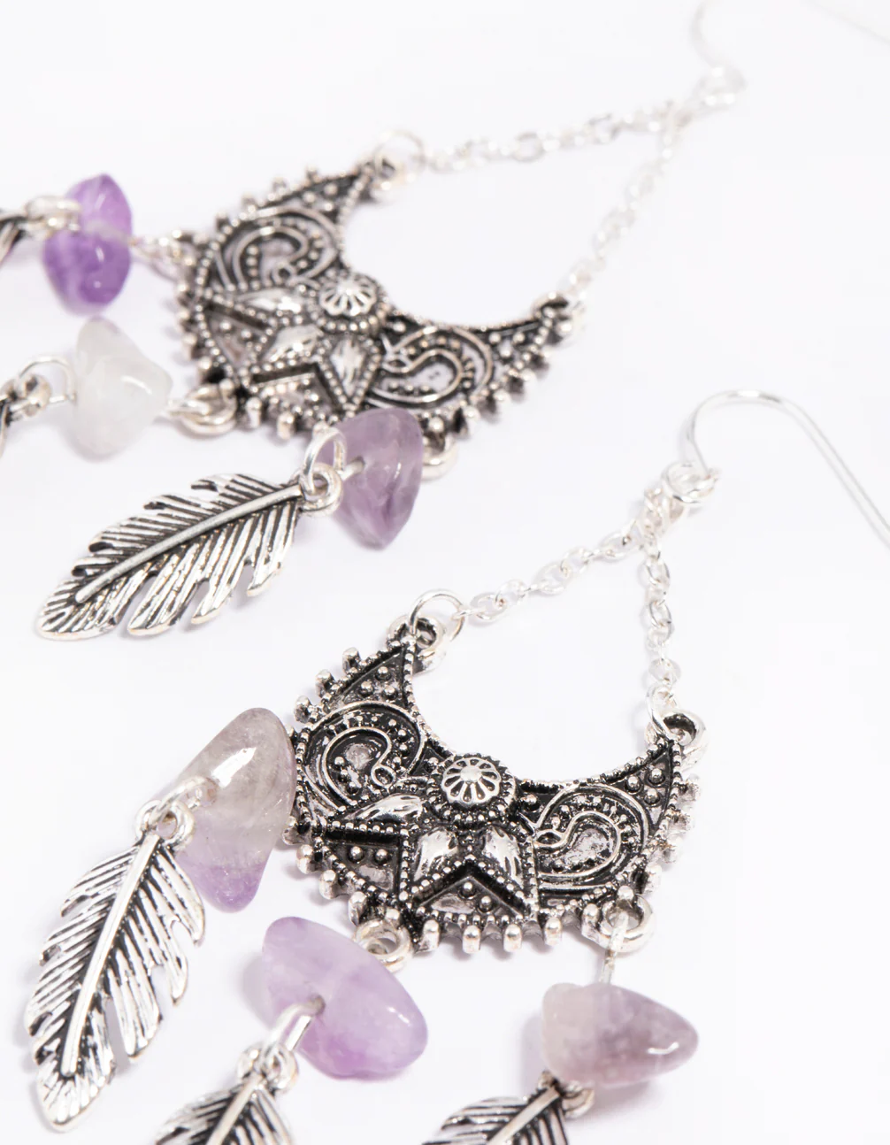 Amethyst Fan Drop Earrings - Image 3