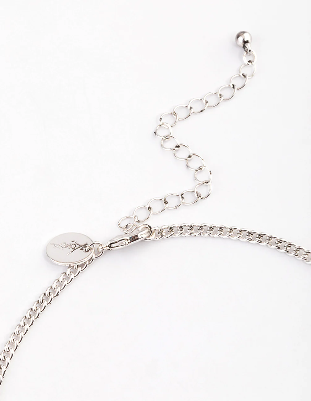 Antique Silver Diamante Pattern Disc Necklace - Image 3