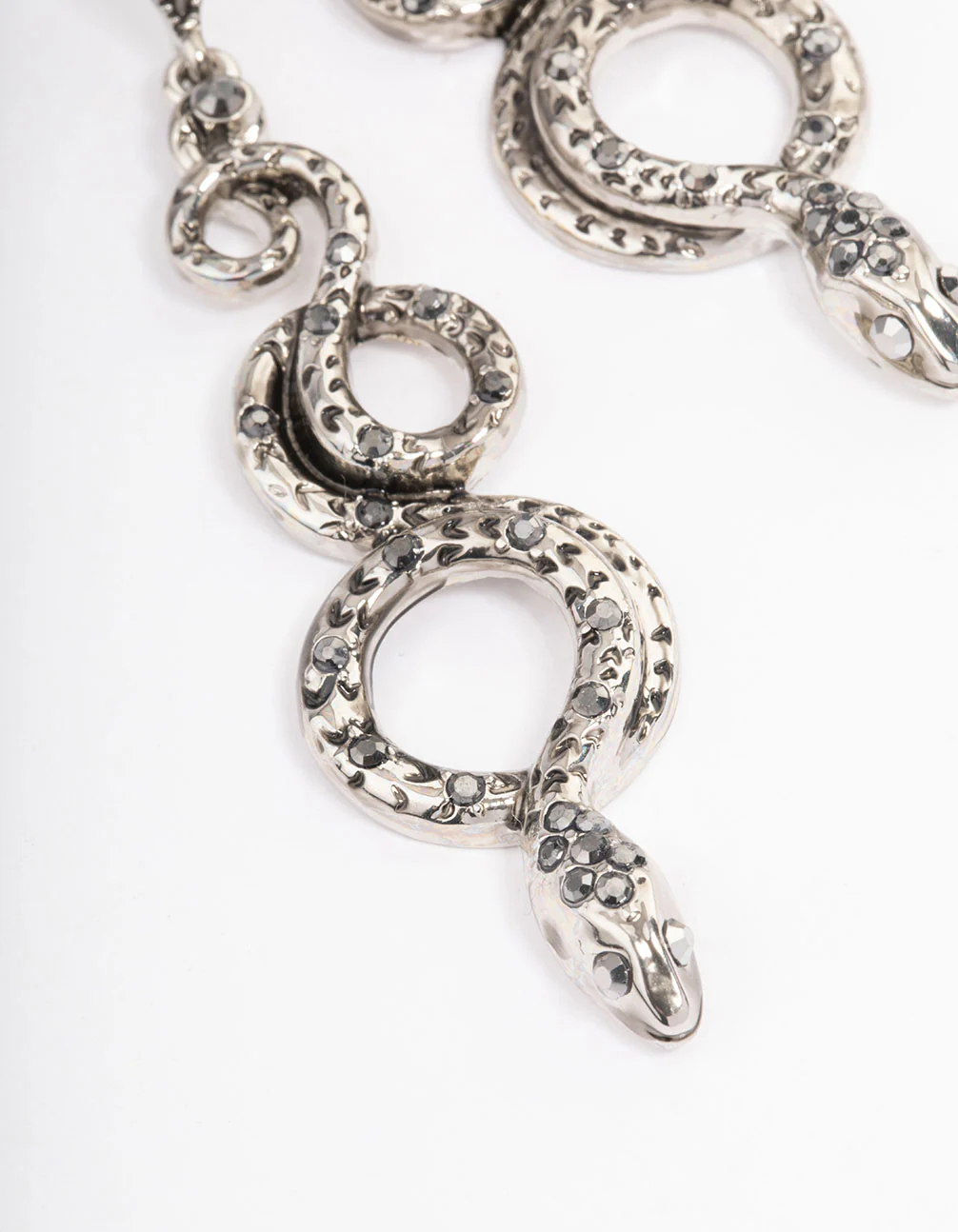 Antique Silver Snake Stone Drop Earrings - Image 3
