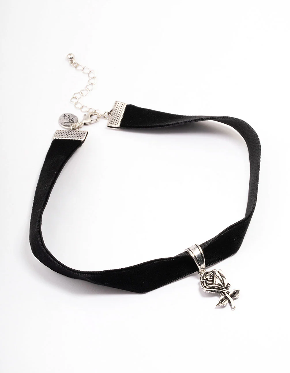 Antique Silver Wide Velvet Pendant Choker - Image 2