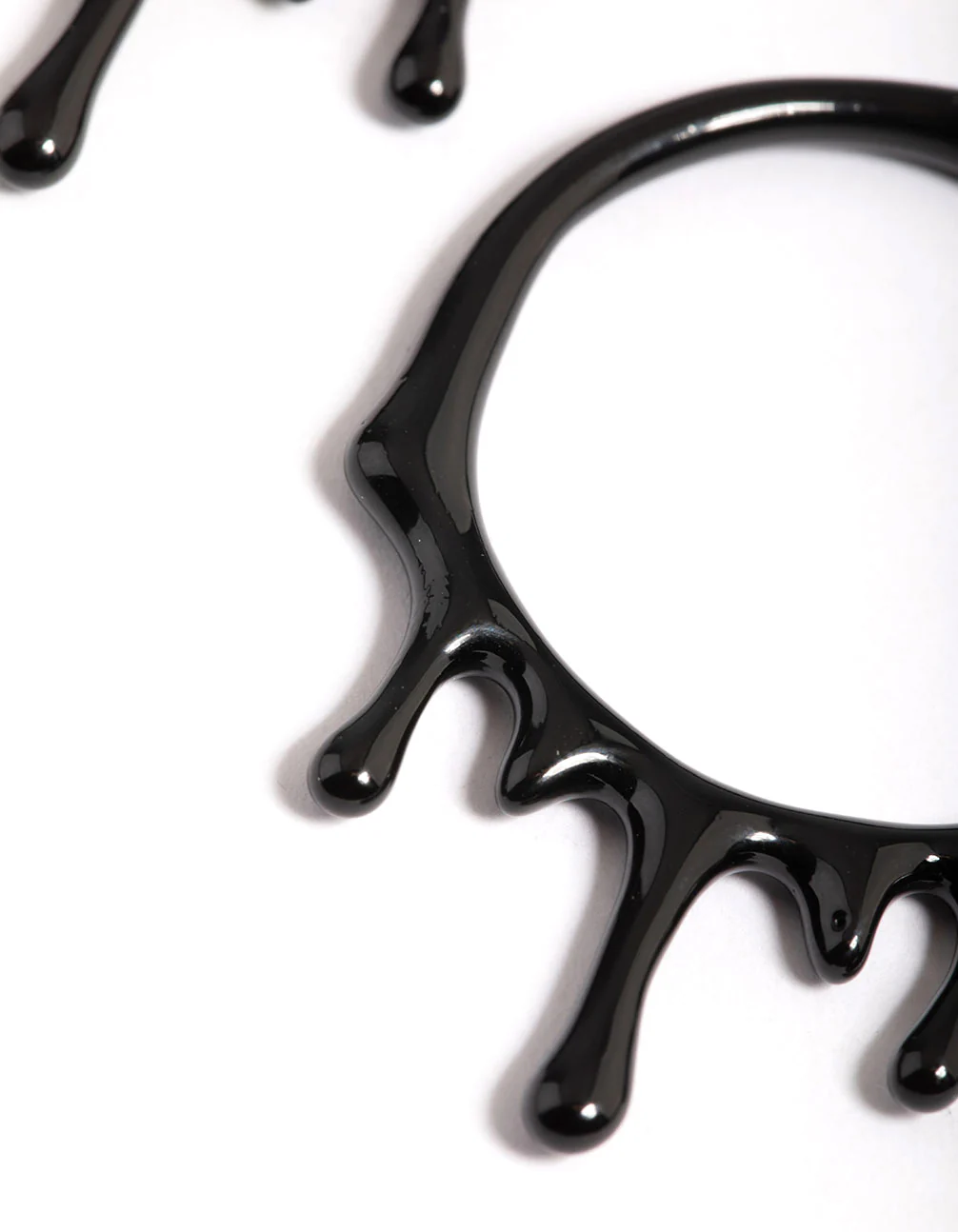 Black Paint Melt Hoop Earrings - Image 3