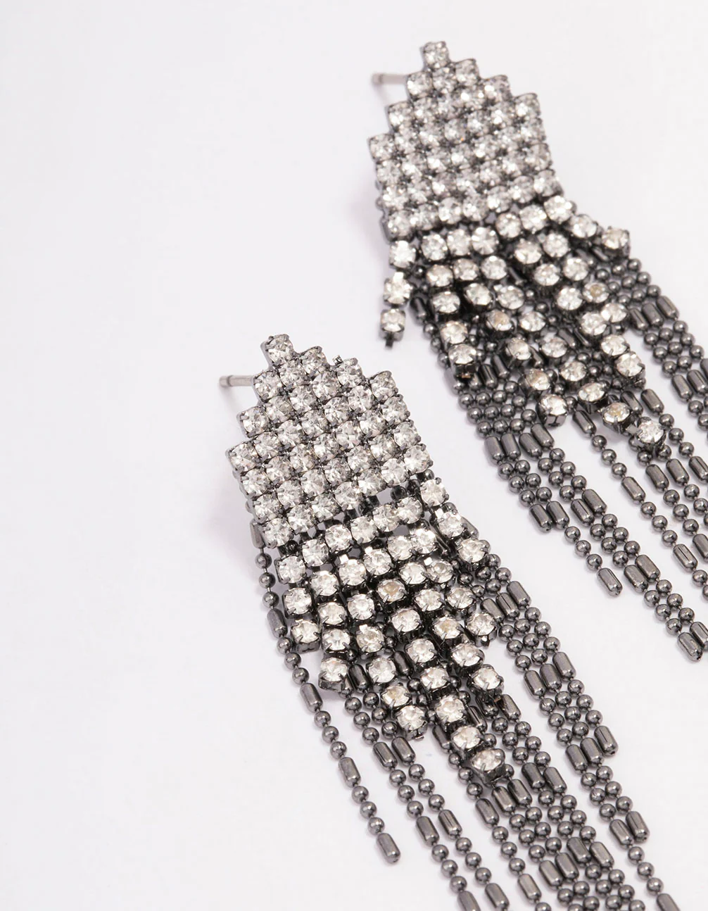 Gunmetal Chandelier Chain Drop Earrings - Image 2