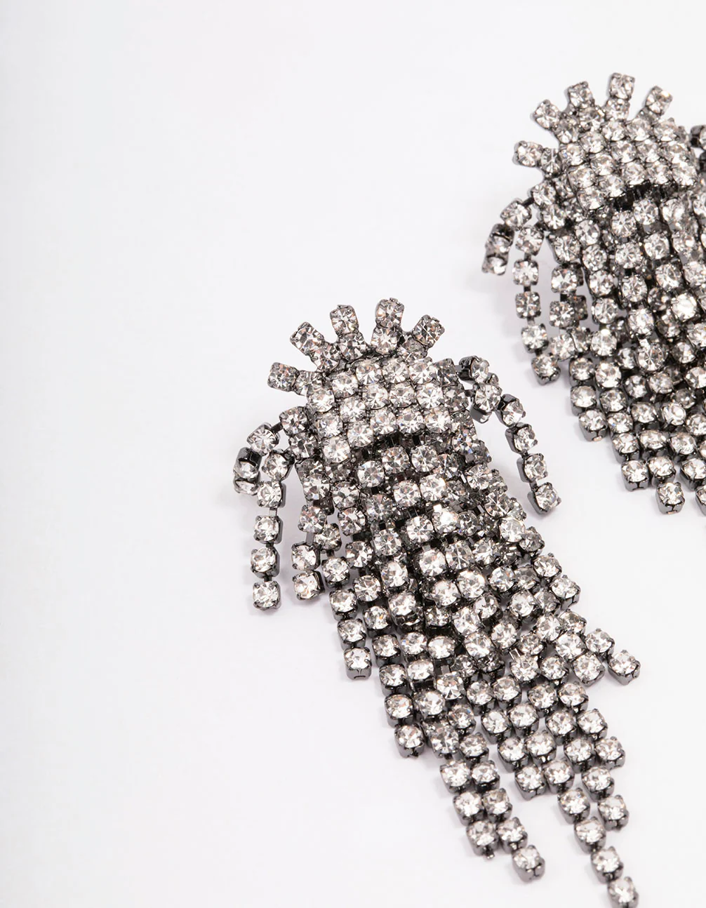 Gunmetal Cluster Cup Chain Drop Earrings - Image 2