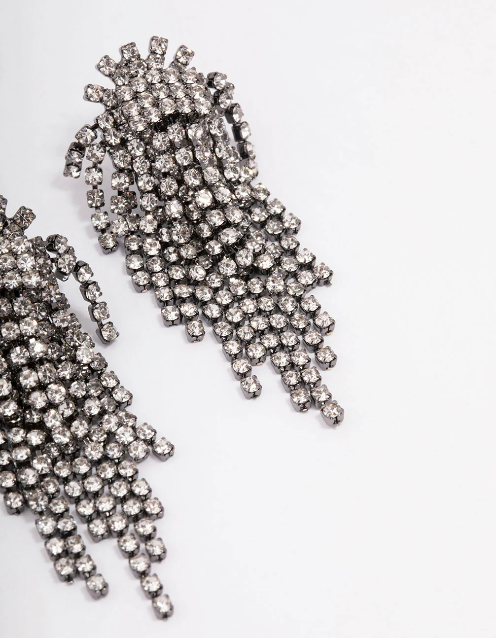 Gunmetal Cluster Cup Chain Drop Earrings - Image 3