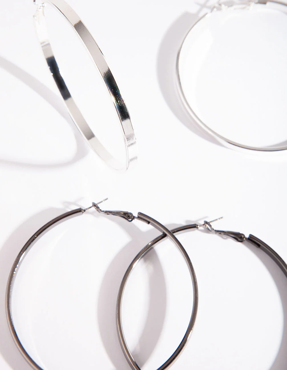 Silver Black Chunky Hoop Earring Pack - Image 3
