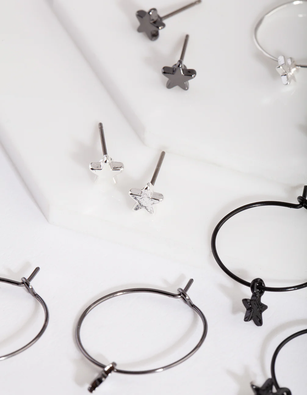 Black Silver Star Earring Pack - Image 2