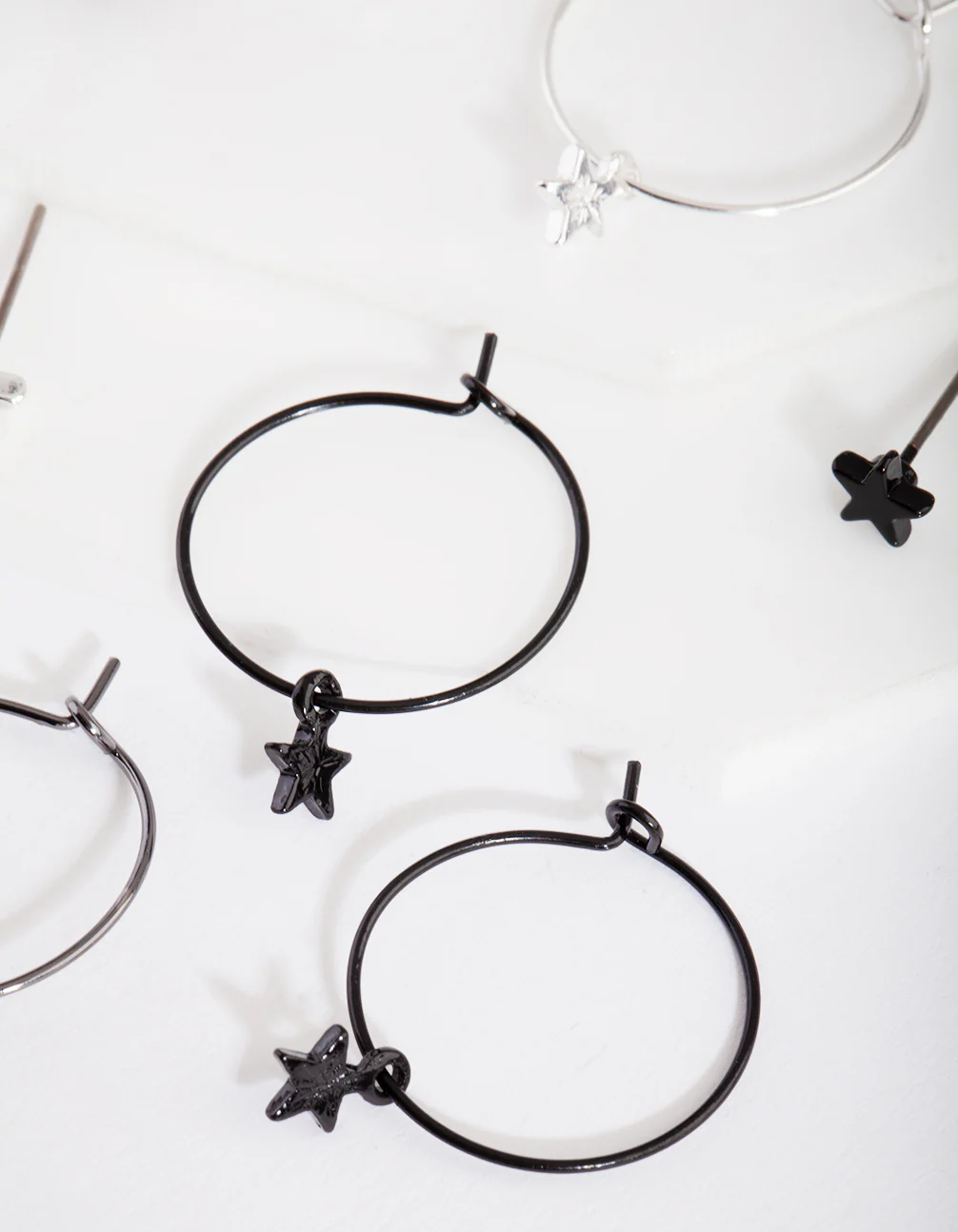 Black Silver Star Earring Pack - Image 3