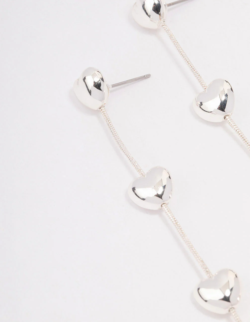 Silver Heart & Chain Drop Earrings - Image 2