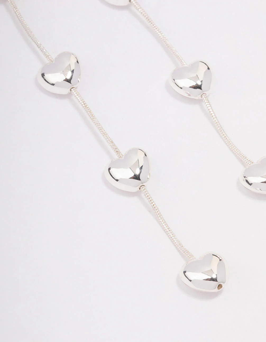 Silver Heart & Chain Drop Earrings - Image 3