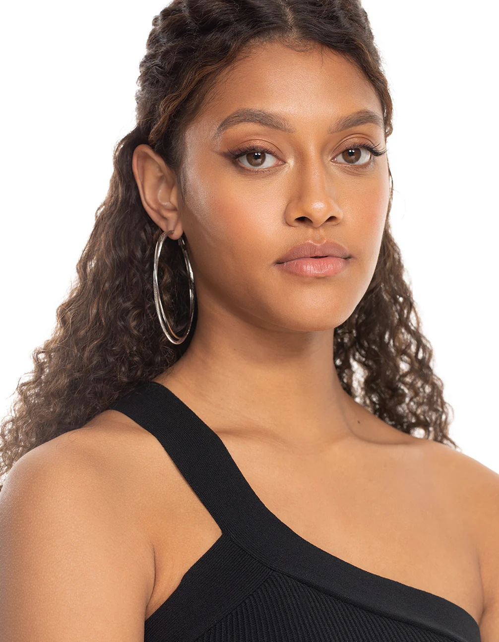 Silver Snake Chain Hoop Earrings - Image 2