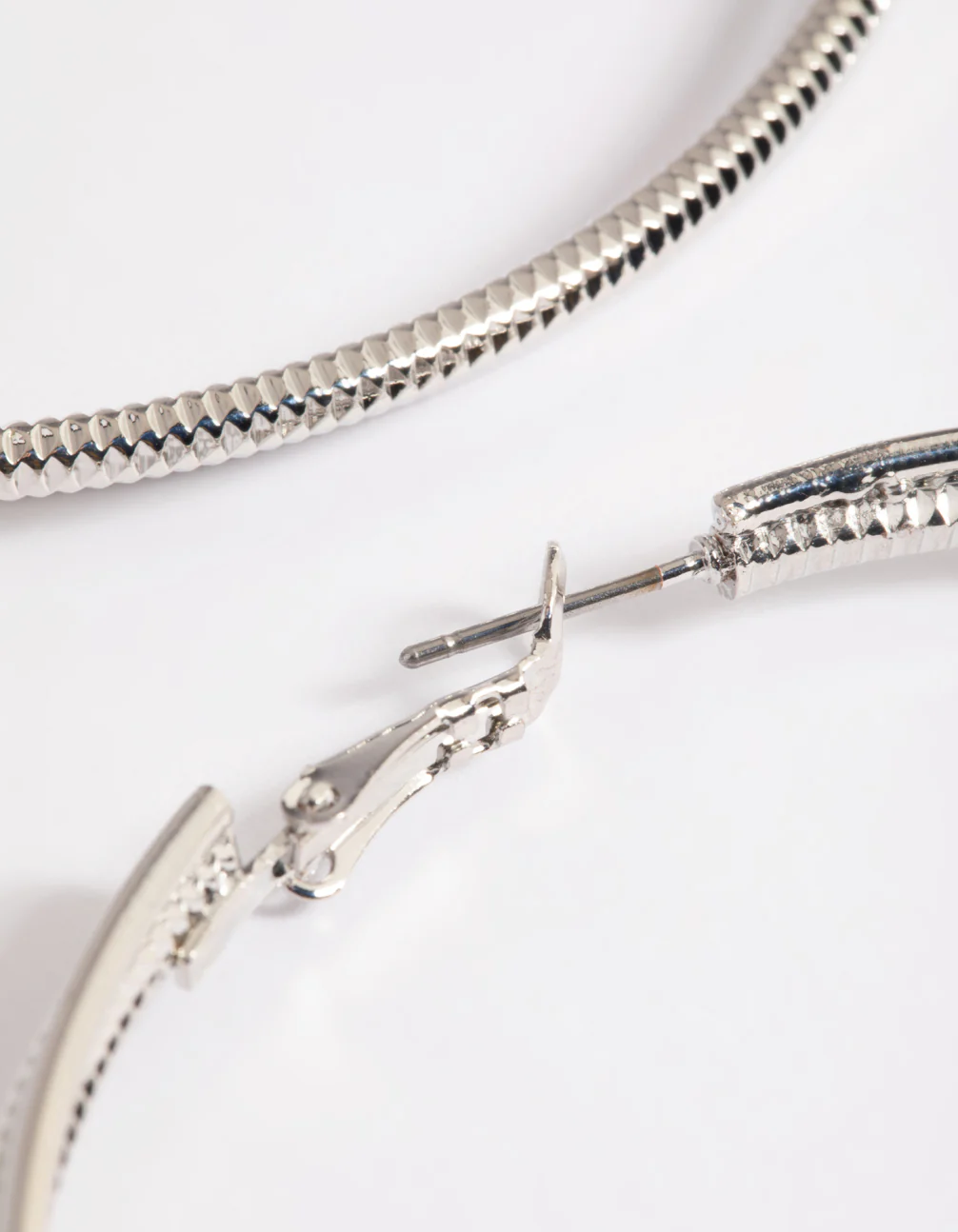 Silver Snake Chain Hoop Earrings - Image 4