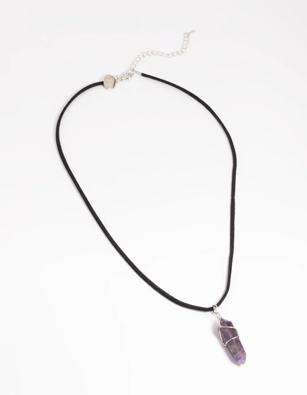 Amethyst Crystal Shard Suede Cord Necklace - Image 3