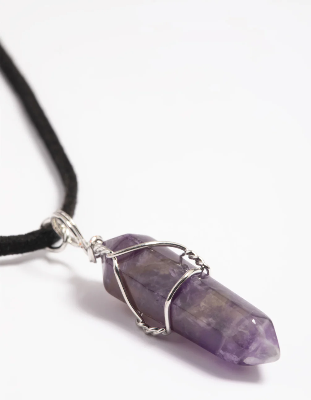 Amethyst Crystal Shard Suede Cord Necklace - Image 4