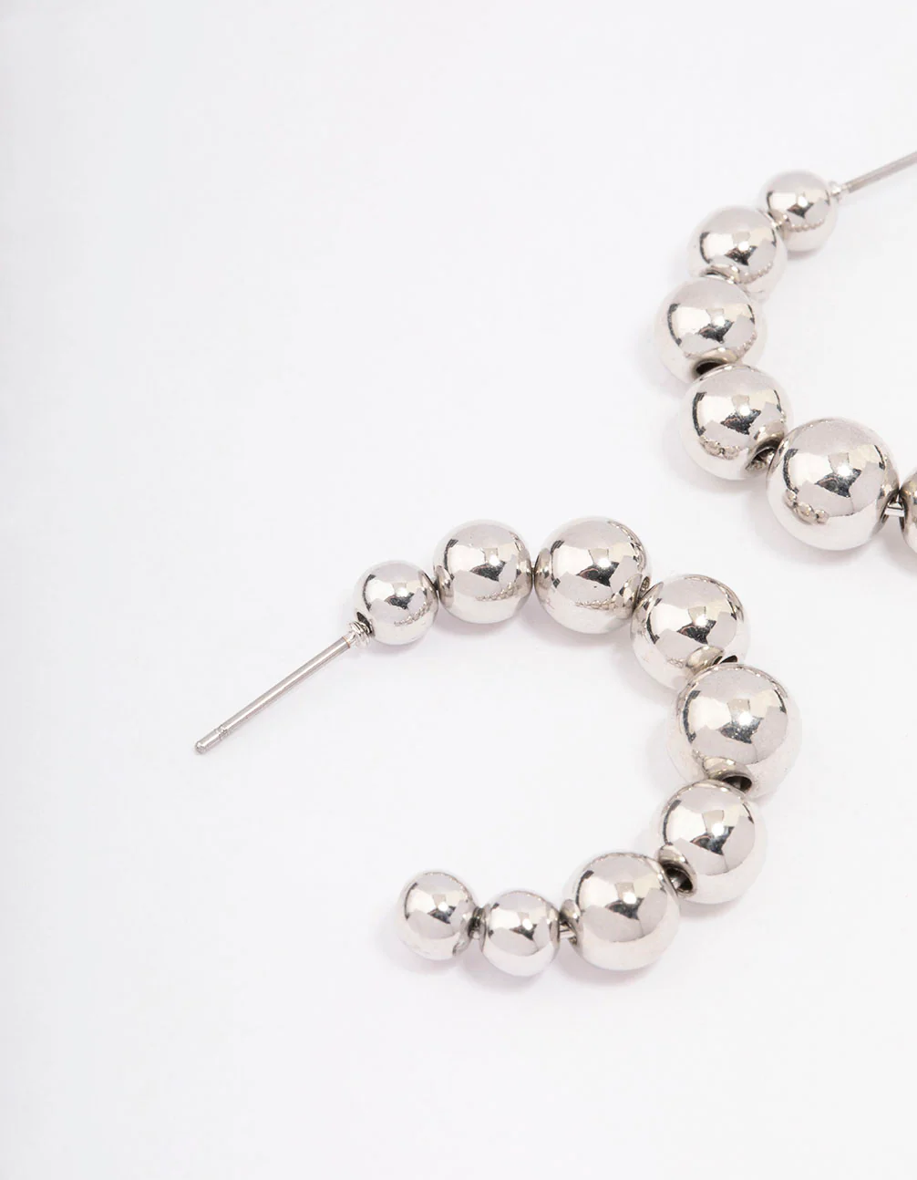 Silver Chunky Ball Hoop Earrings - Image 2