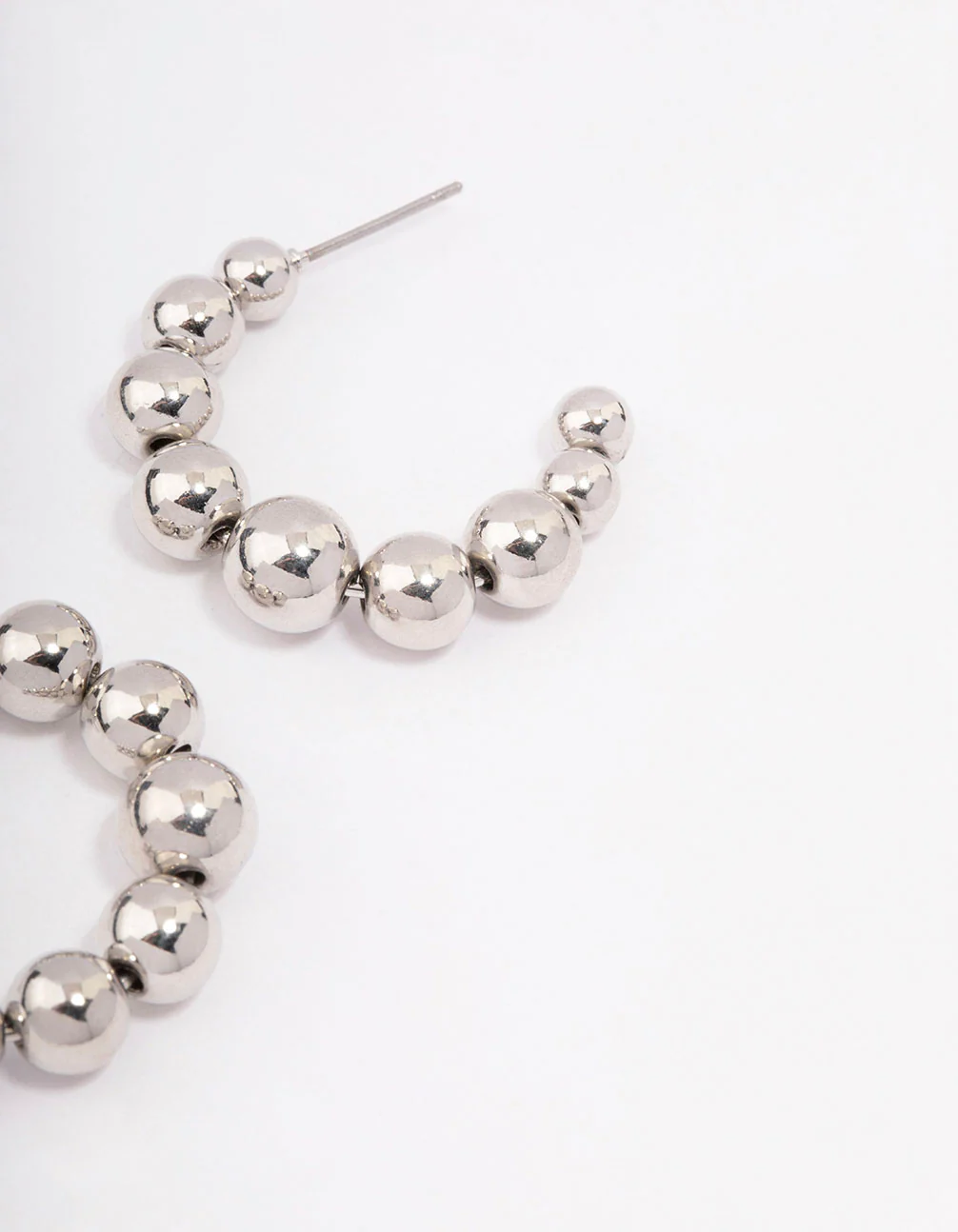 Silver Chunky Ball Hoop Earrings - Image 3