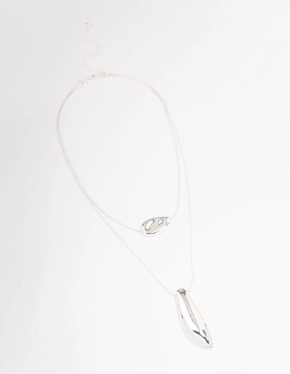 Silver Double Layered Necklace - Image 2