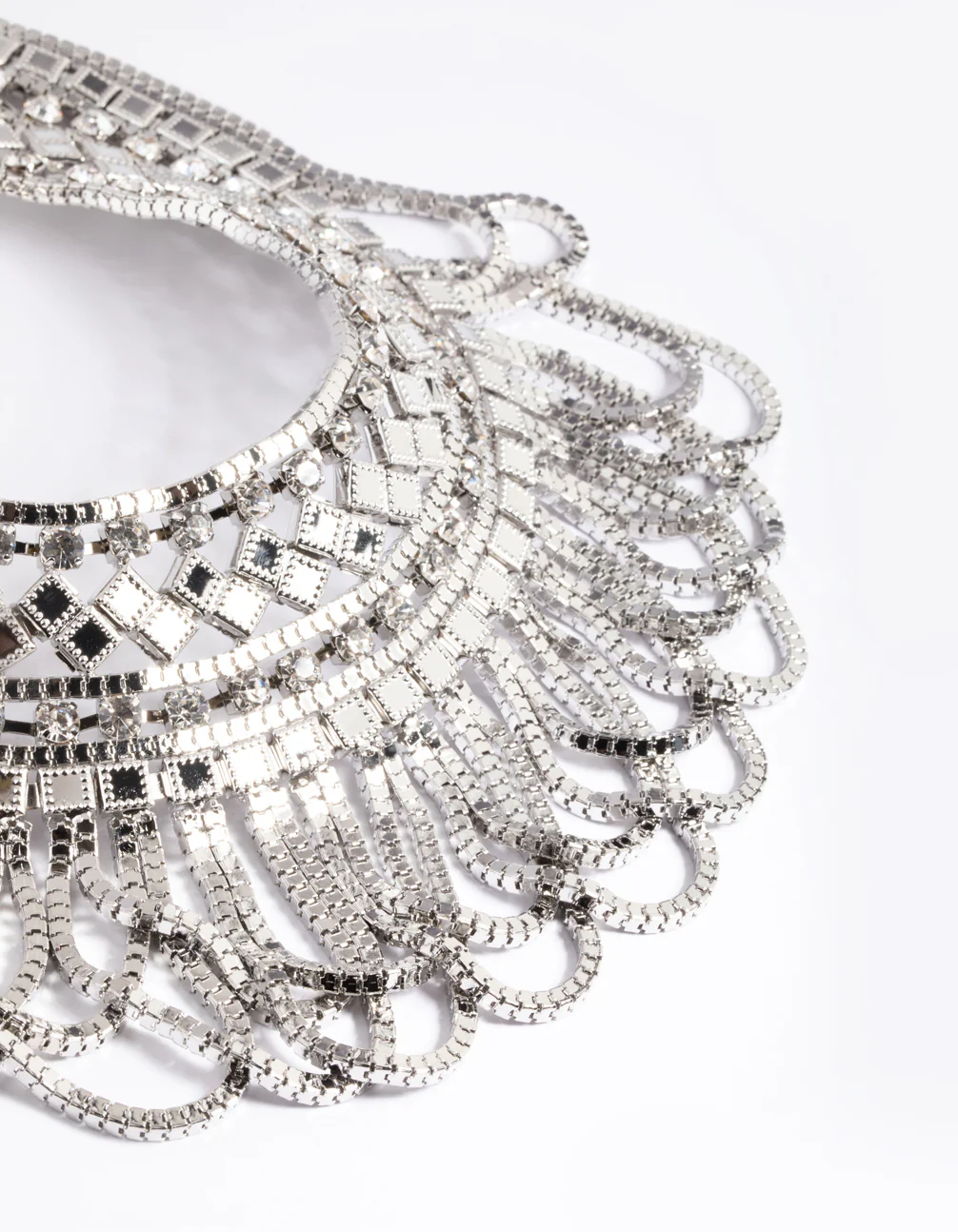 Silver Diamante Aztec Drape Collar Necklace - Image 2