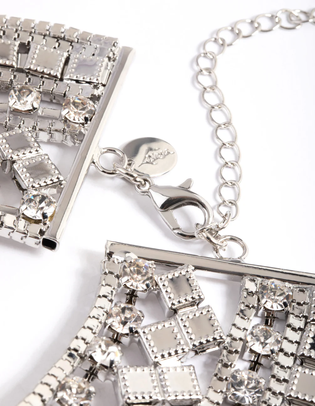 Silver Diamante Aztec Drape Collar Necklace - Image 3
