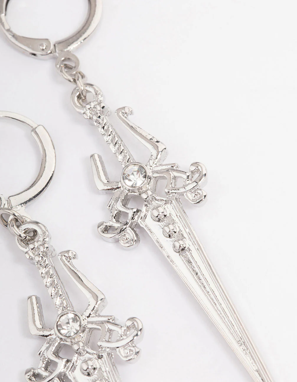 Silver Drop Hoop Earrings - Image 2