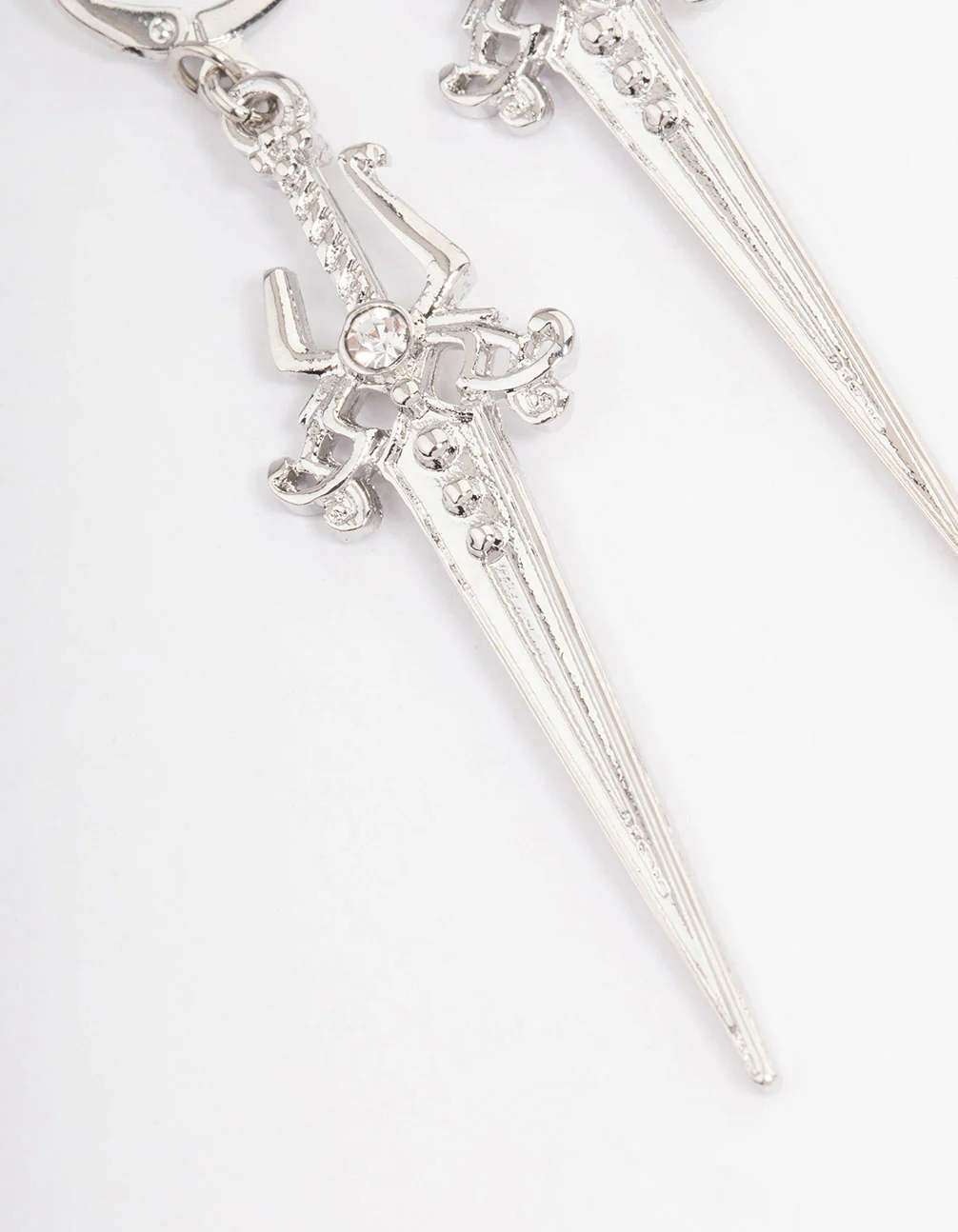 Silver Drop Hoop Earrings - Image 3