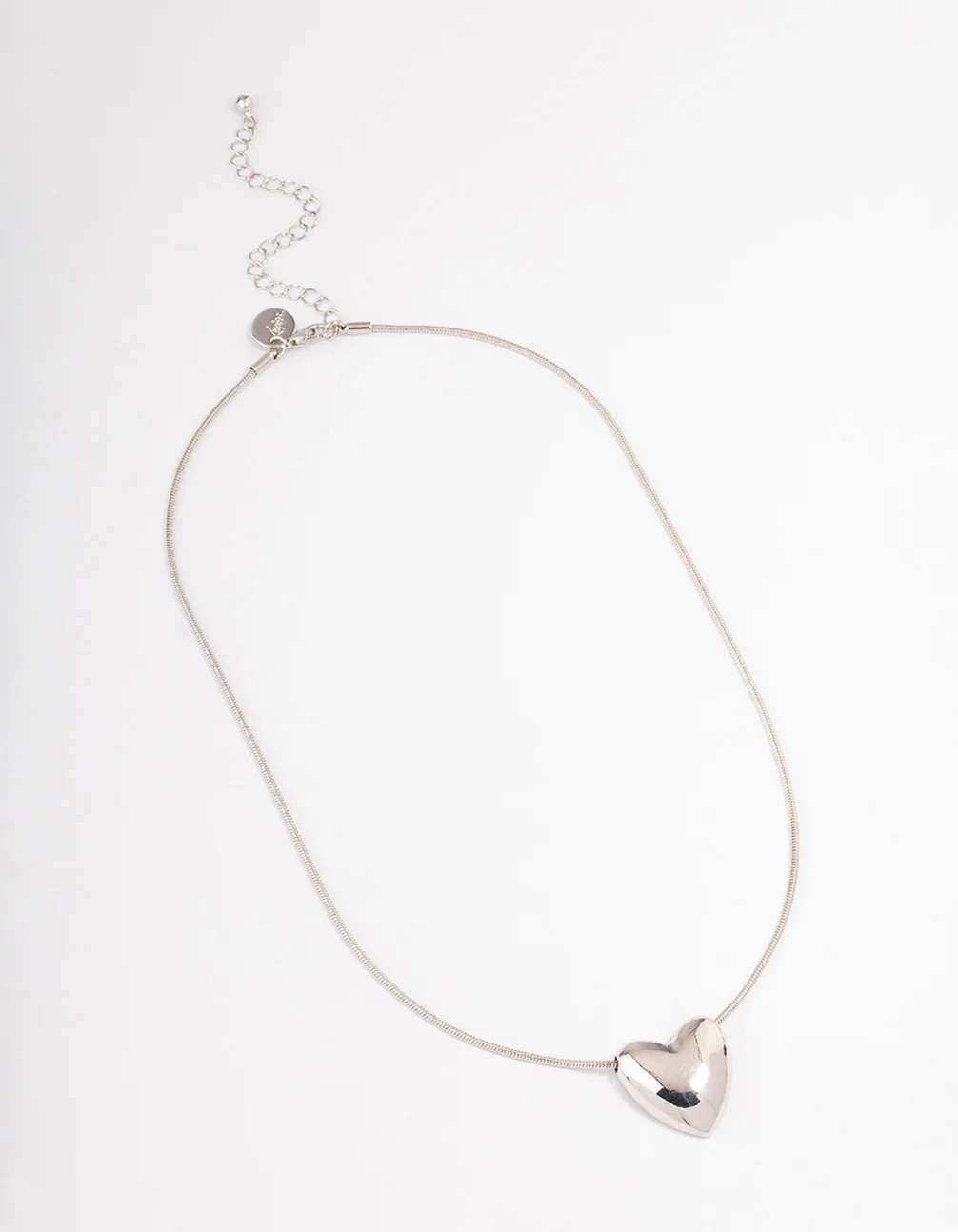 Silver Large Plain Heart Pendant Necklace - Image 2