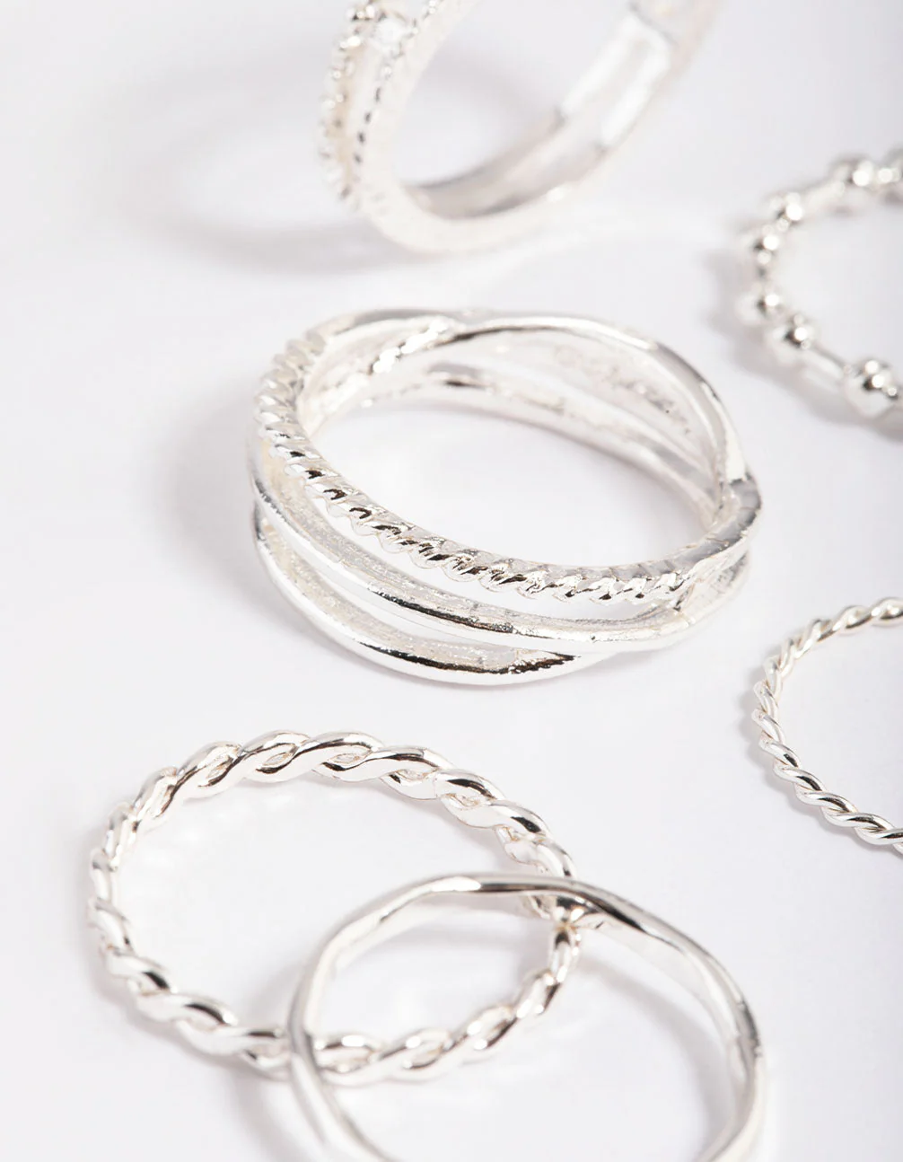 Rhodium Mixed Ball Band Ring Pack - Image 2