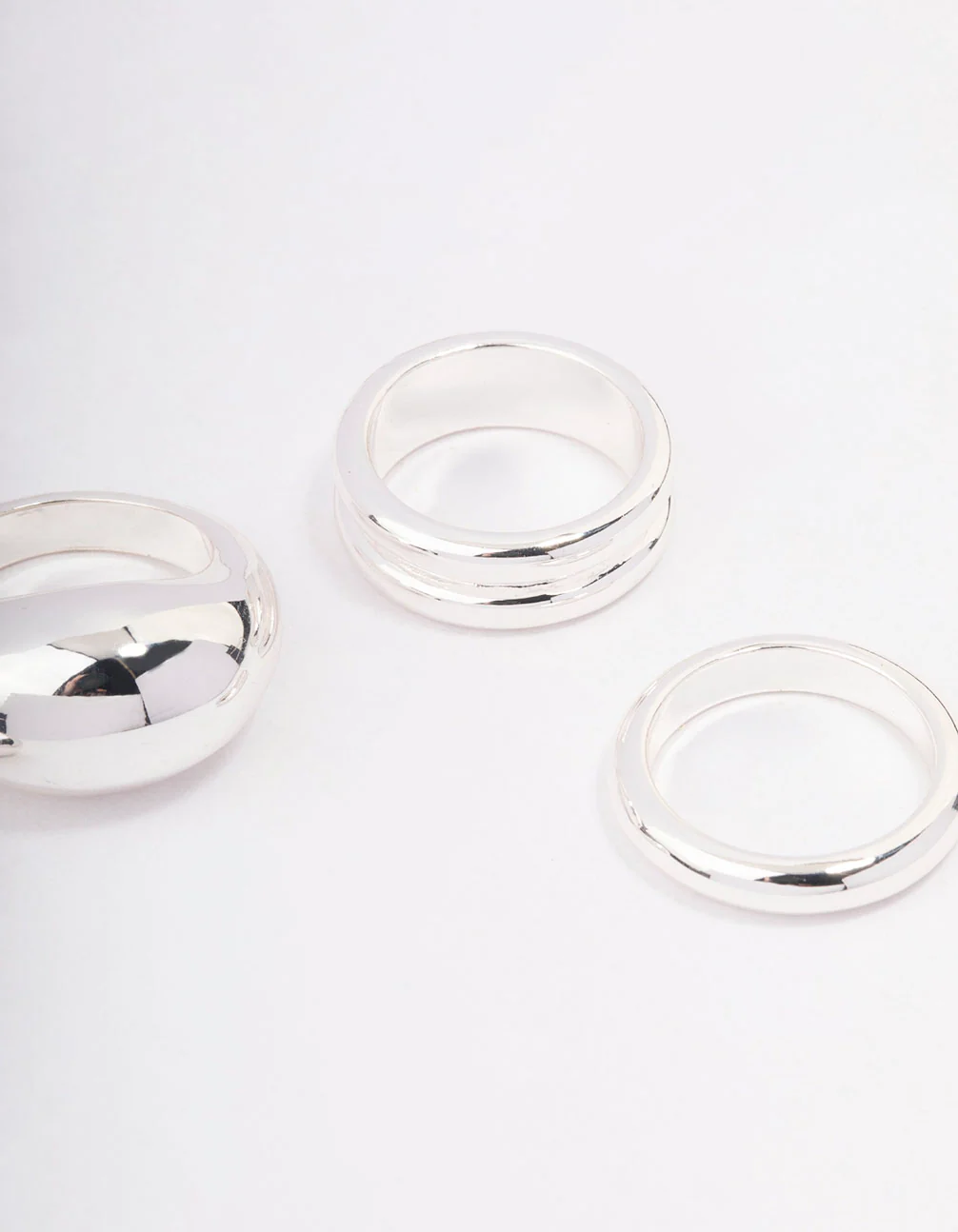 Silver Organic Smooth Ring Pack - Image 2