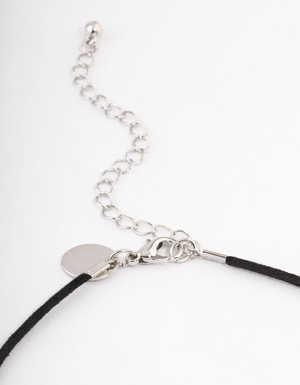 Silver Organic Oval Suede Cord Necklace - Image 3
