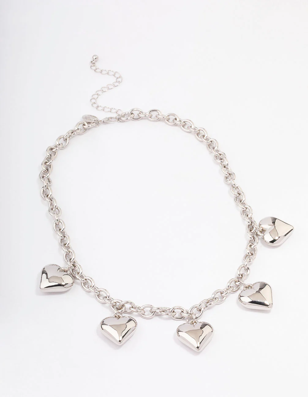 Silver Puffy Heart Chunky Chain Necklace - Image 2